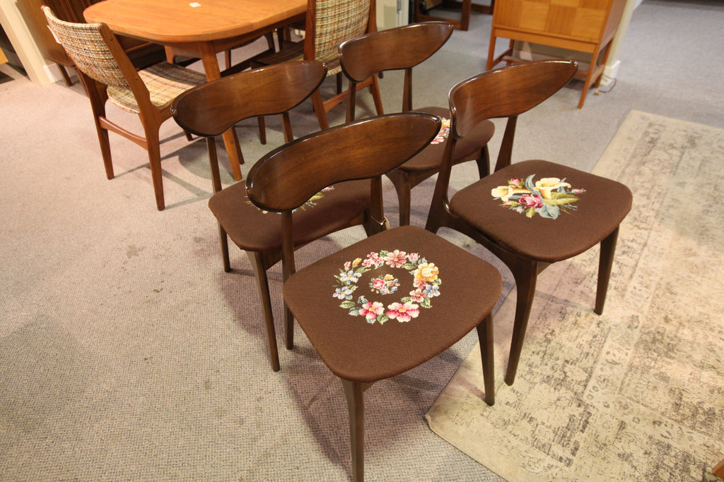 Set of 4 Mid Century Walnut Chairs