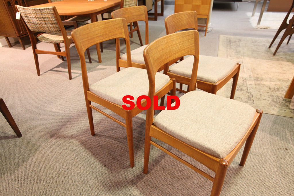 Set of 4 Danish Teak Chairs w/Curved Backs
