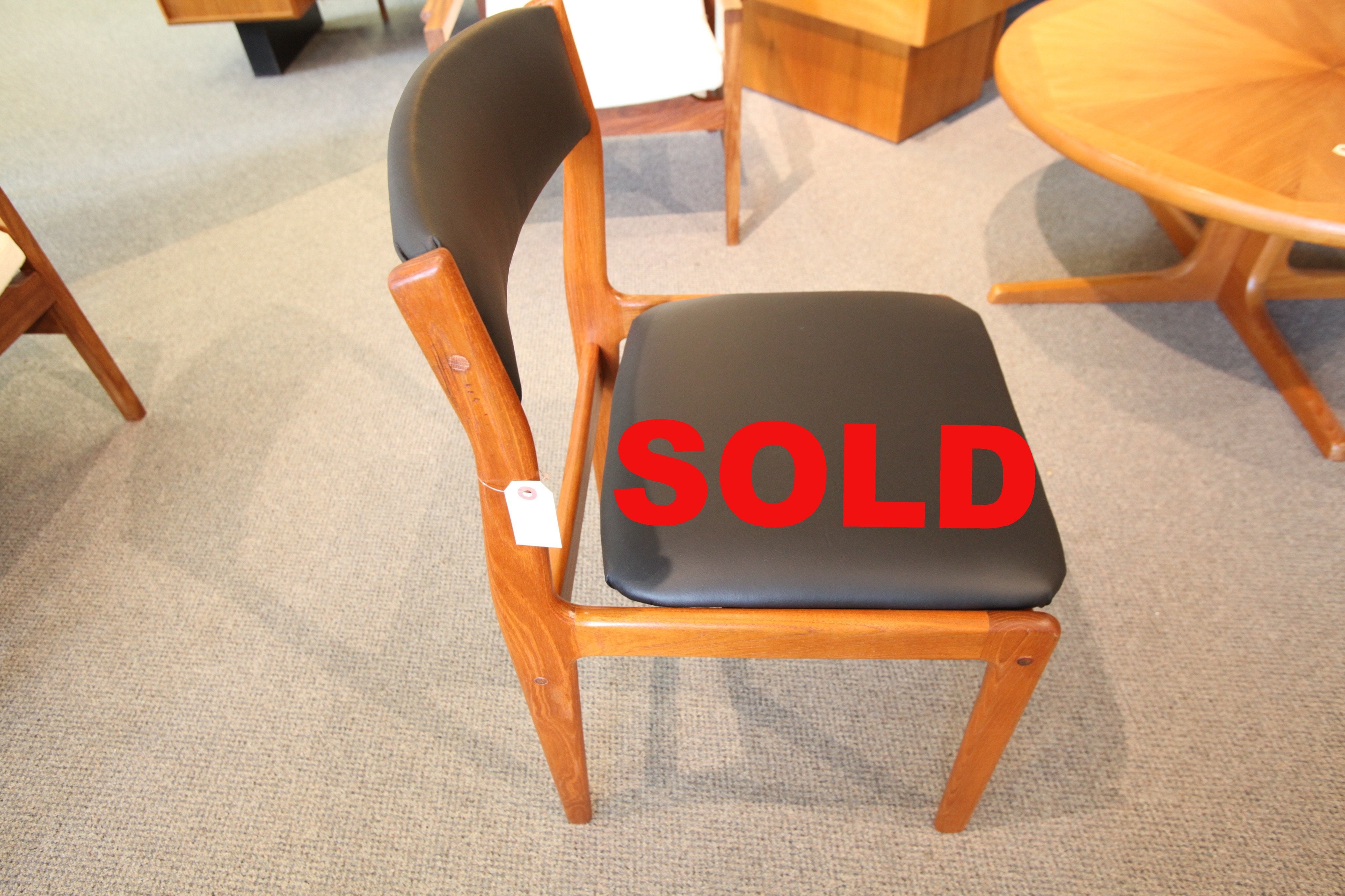 Vintage Teak Chair with new Leather Upholstery