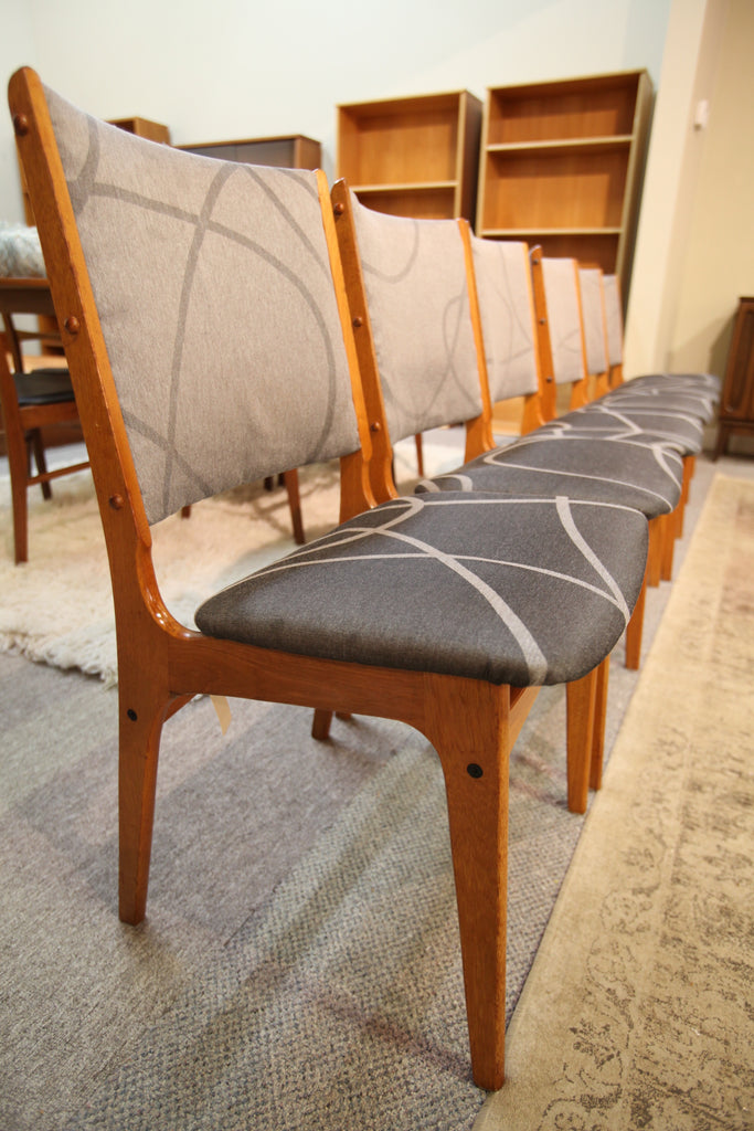 Set of 6 Vintage MCM Teak Chairs (recovered)