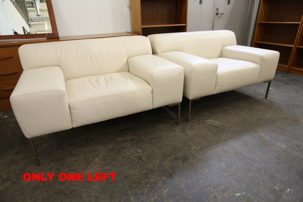 Beautiful High Quality White leather Arm Chair by "American Leather"