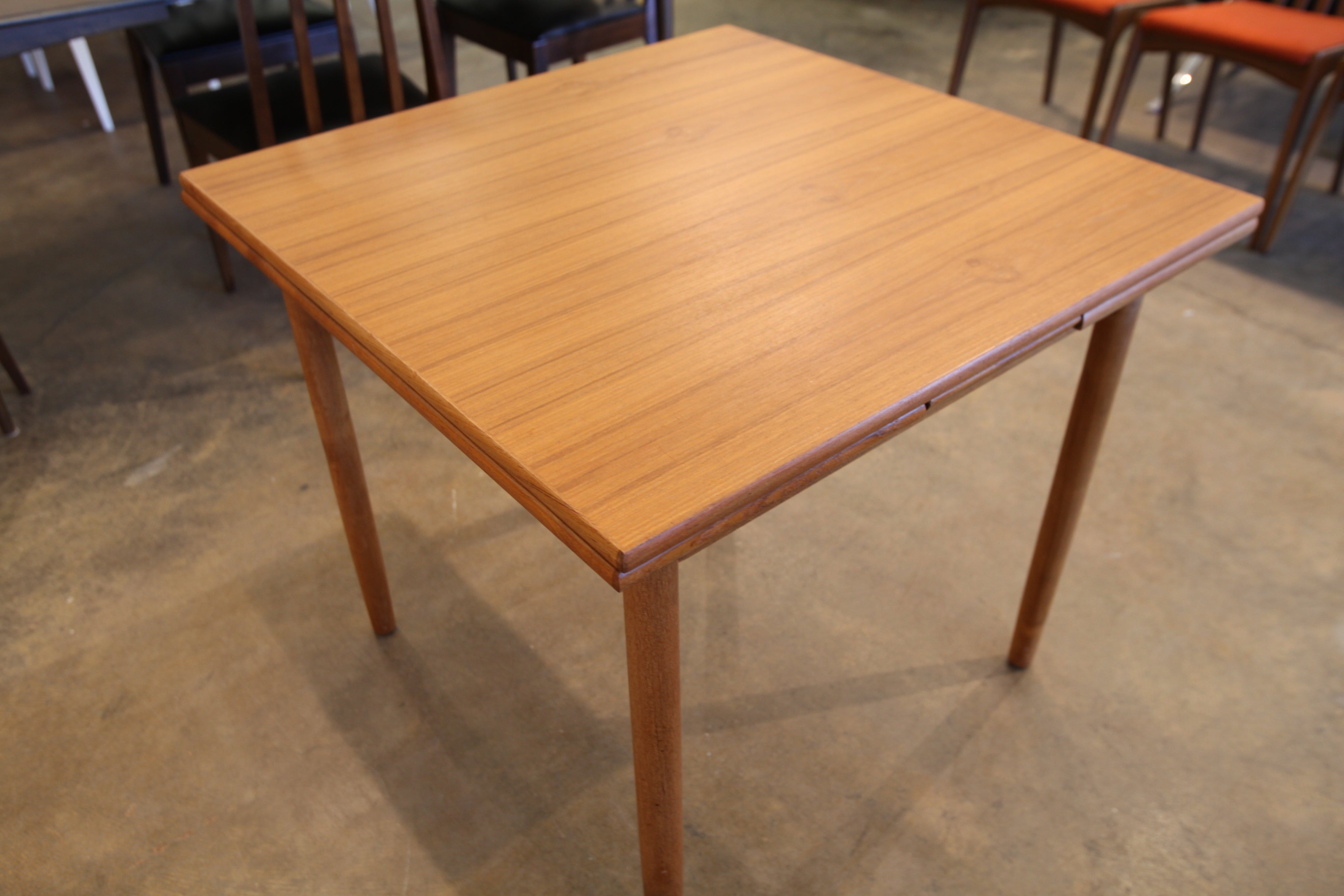 Small Square Vintage Teak Dining Table with Extensions (58.25"x33.5")(33.5"x33.5")