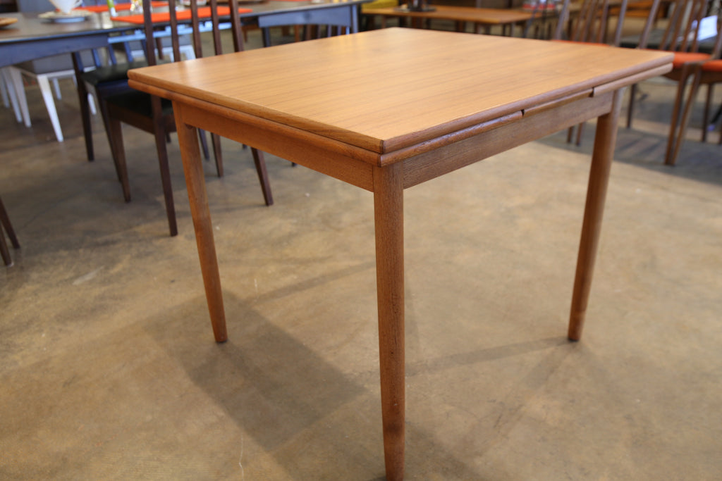 Small Square Vintage Teak Dining Table with Extensions (58.25"x33.5")(33.5"x33.5")