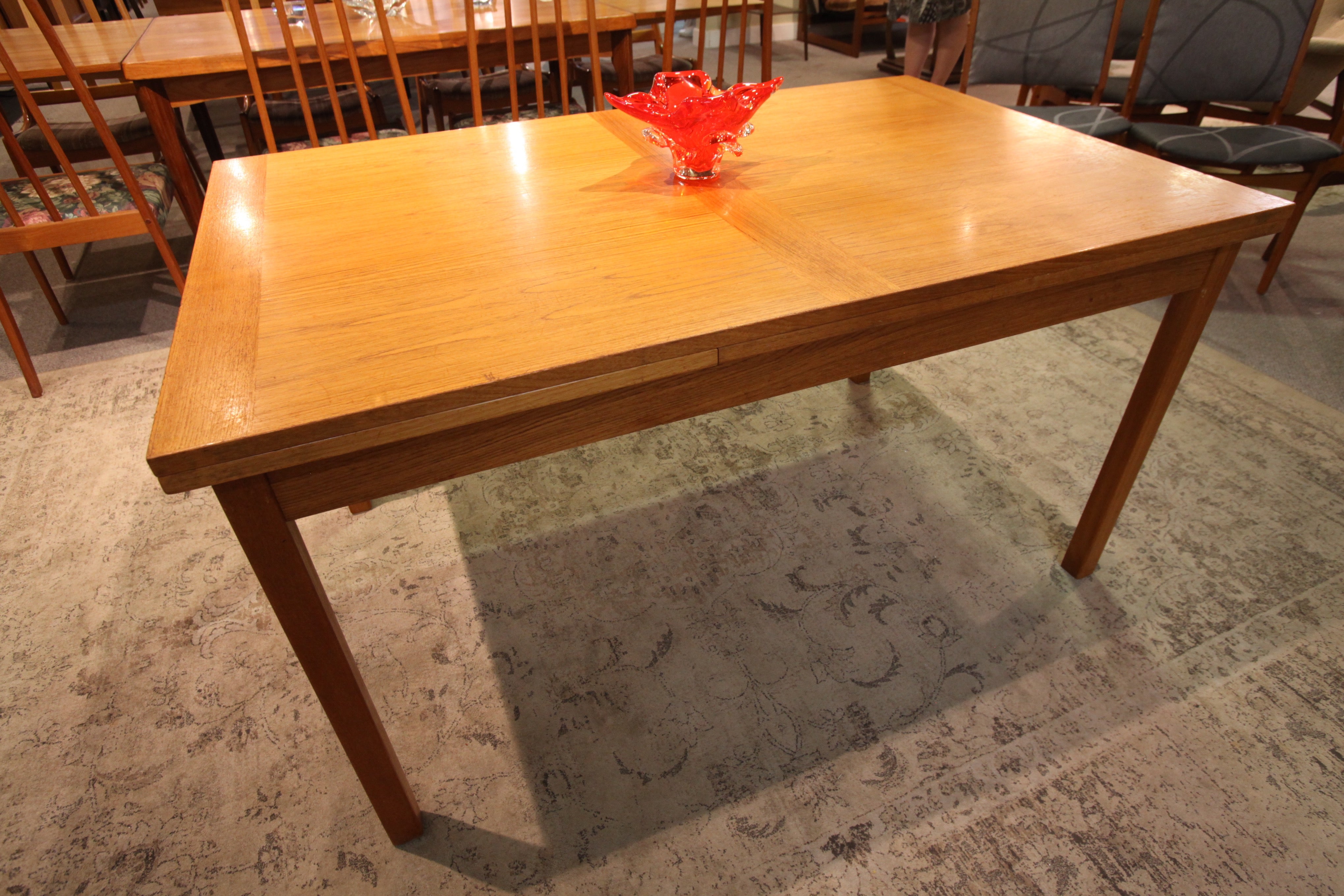 Vintage Danish Teak Dining Table with Pullout Extensions (92.5" x 33.5") or (53" x 33.5")
