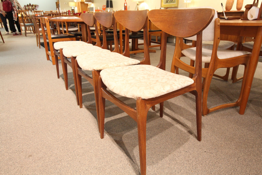 Set of 4 Vintage Mid Century Walnut Chairs