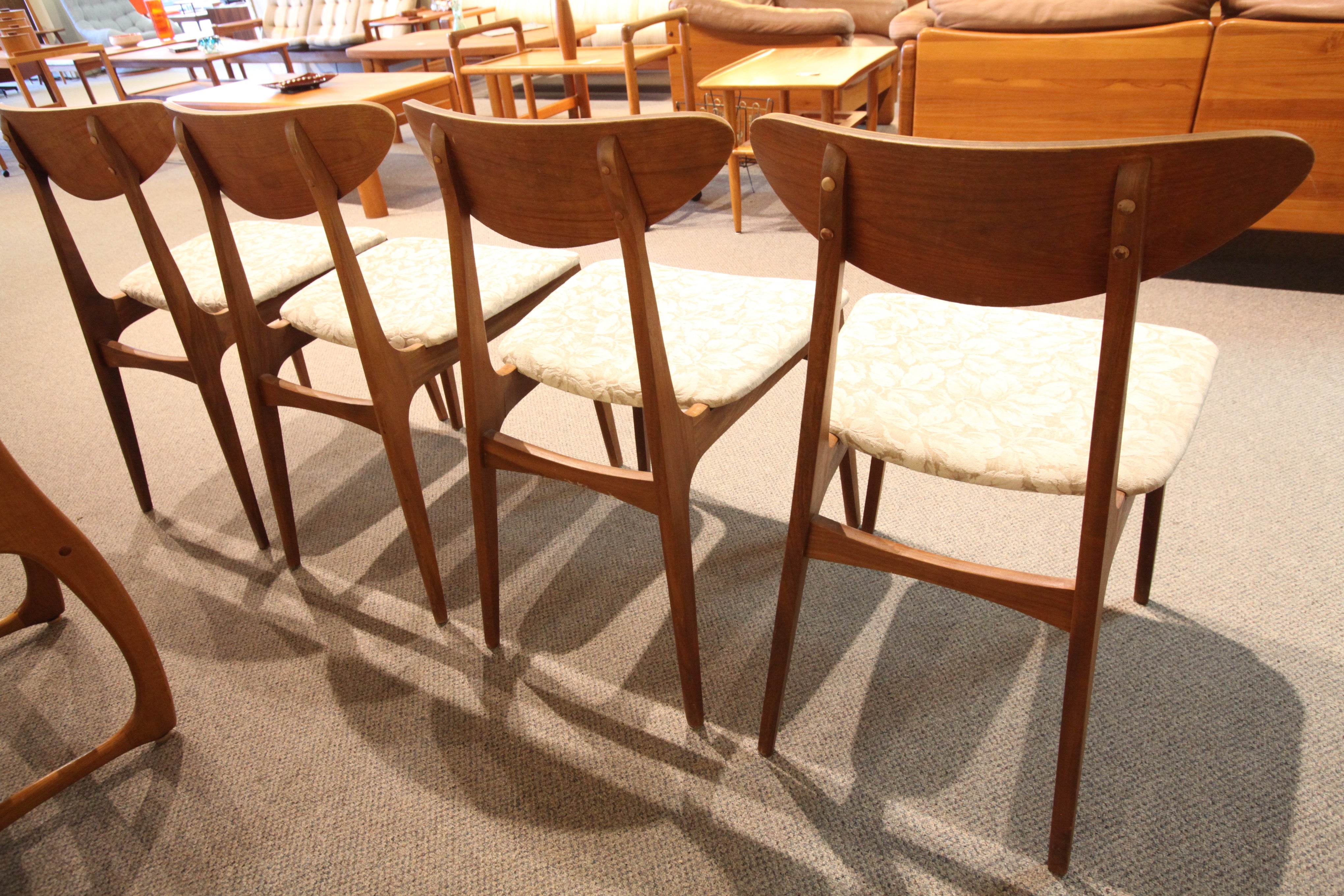 Set of 4 Vintage Mid Century Walnut Chairs