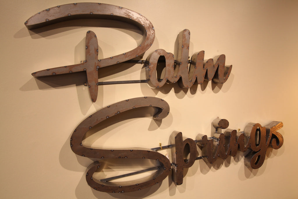 Hand Made Metal Script Letters "Palm Springs" (Approx 60" x 36")