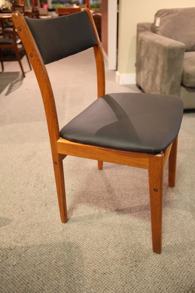 Single Mid Century Teak Chair (Newly recovered in Black Leather)