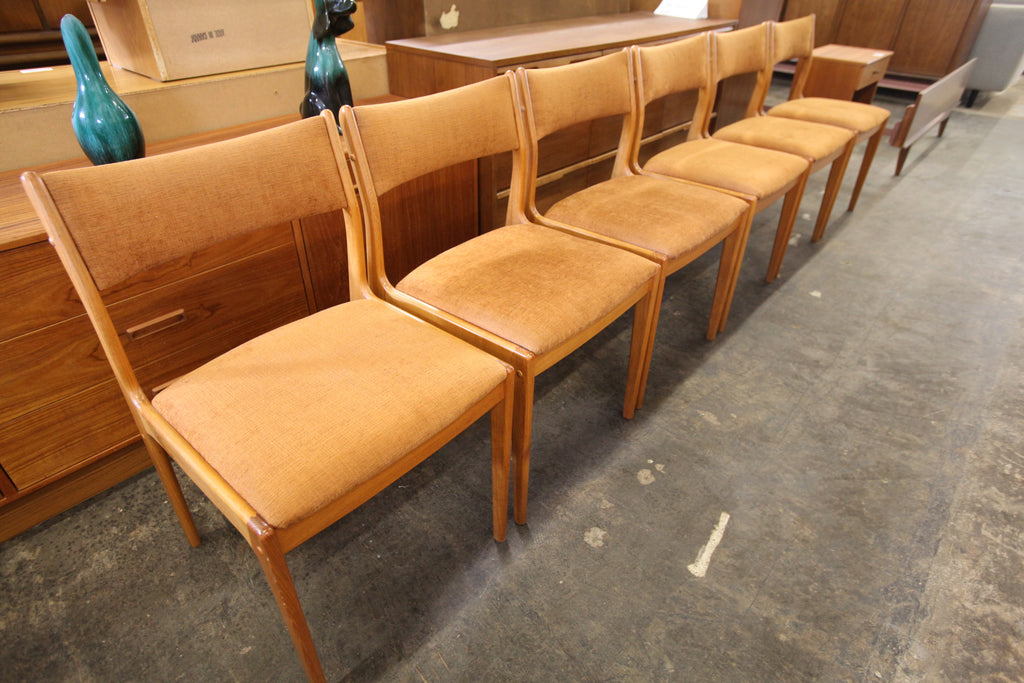 Beautiful Set of 6 Danish Teak Dining Chairs (New Upholstery)