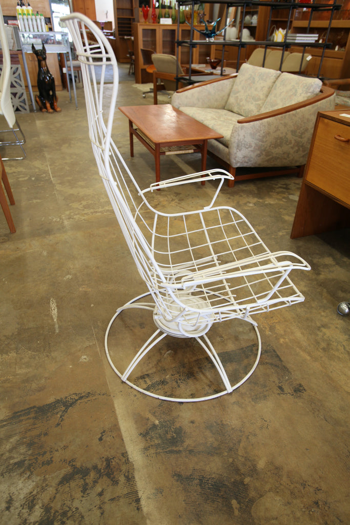 Vintage 1960's MCM Wire High Back Swivel Lounge Chair by Homecrest