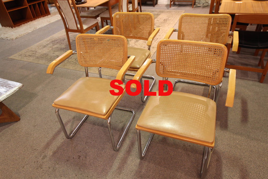 Set of 4 Vintage Bonaventure Wicker / Chrome Chairs