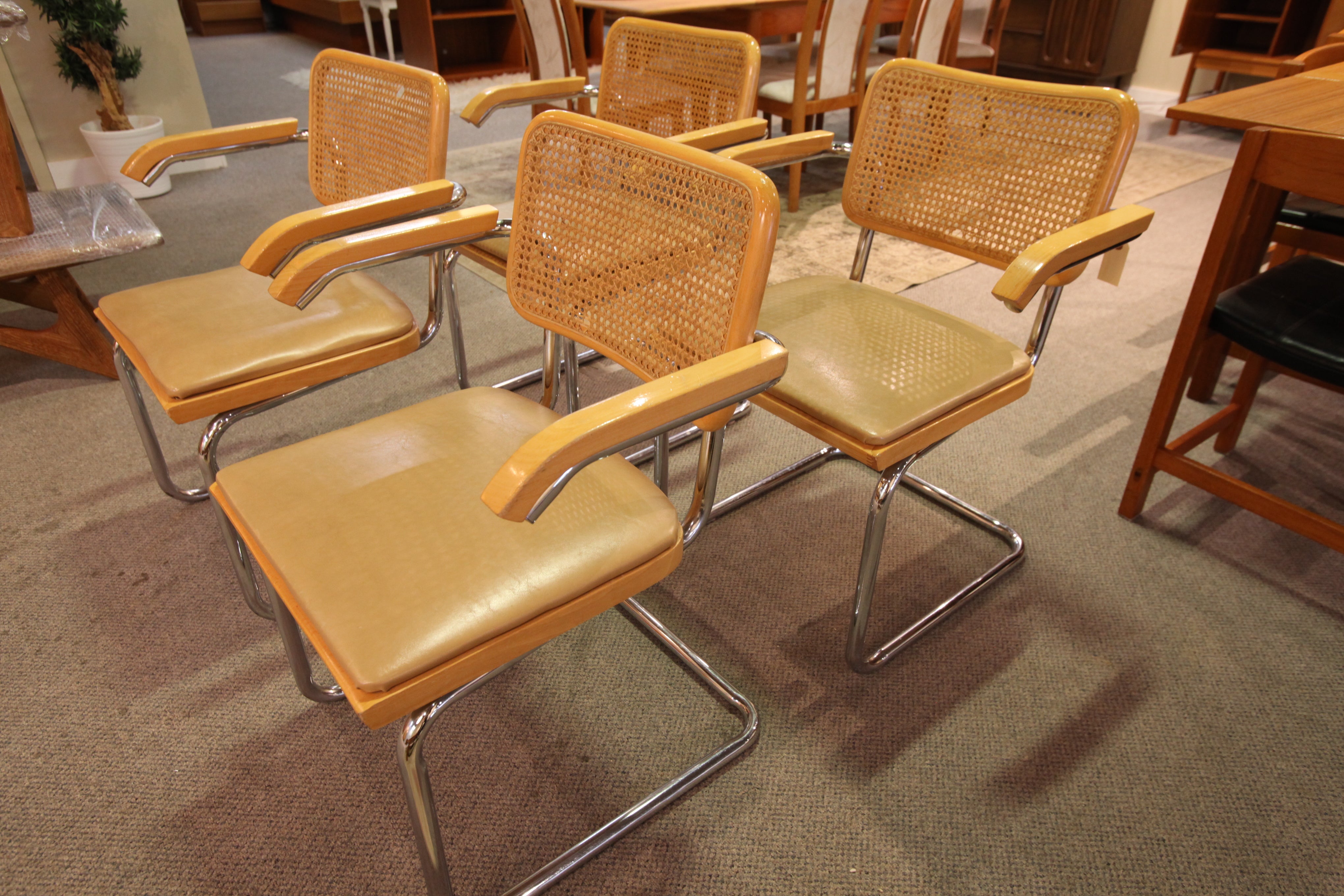 Set of 4 Vintage Bonaventure Wicker / Chrome Chairs