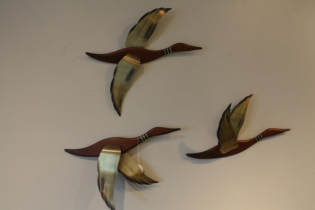 Vintage Wood / Brass Birds (Set of 3)