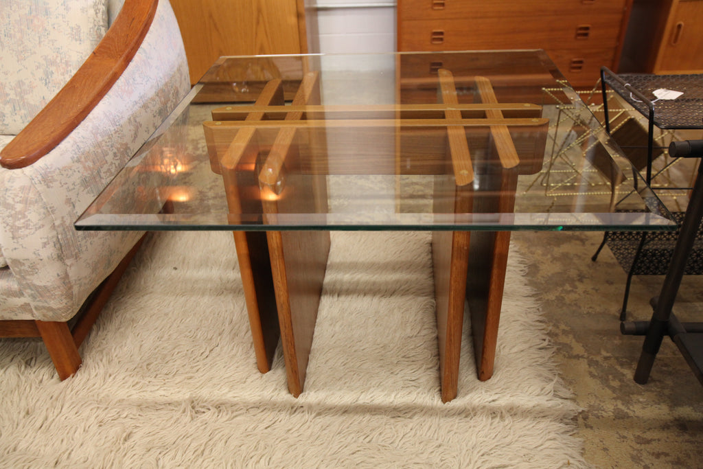 Vintage Gustav Gaarde Teak & Glass Side Table