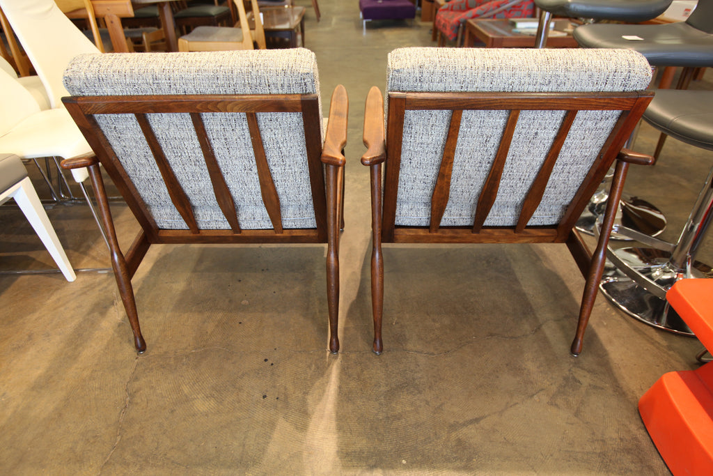 Vintage Walnut Lounge Chairs With New Foam and Fabric
