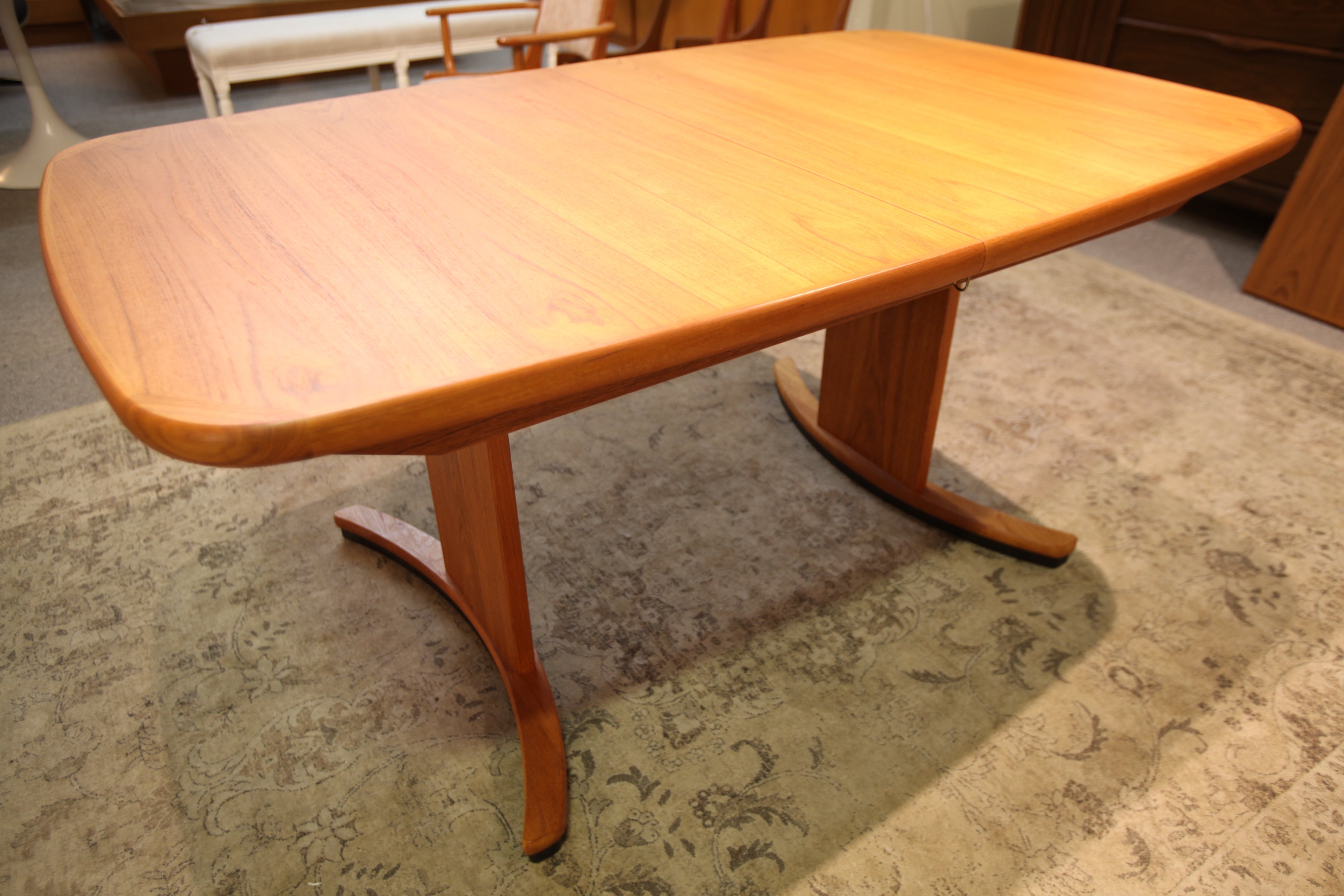 Fabulous Long Teak Table w/ 2 Leafs and Mechanical Drive (101" x 38") or (61.5" x 38")