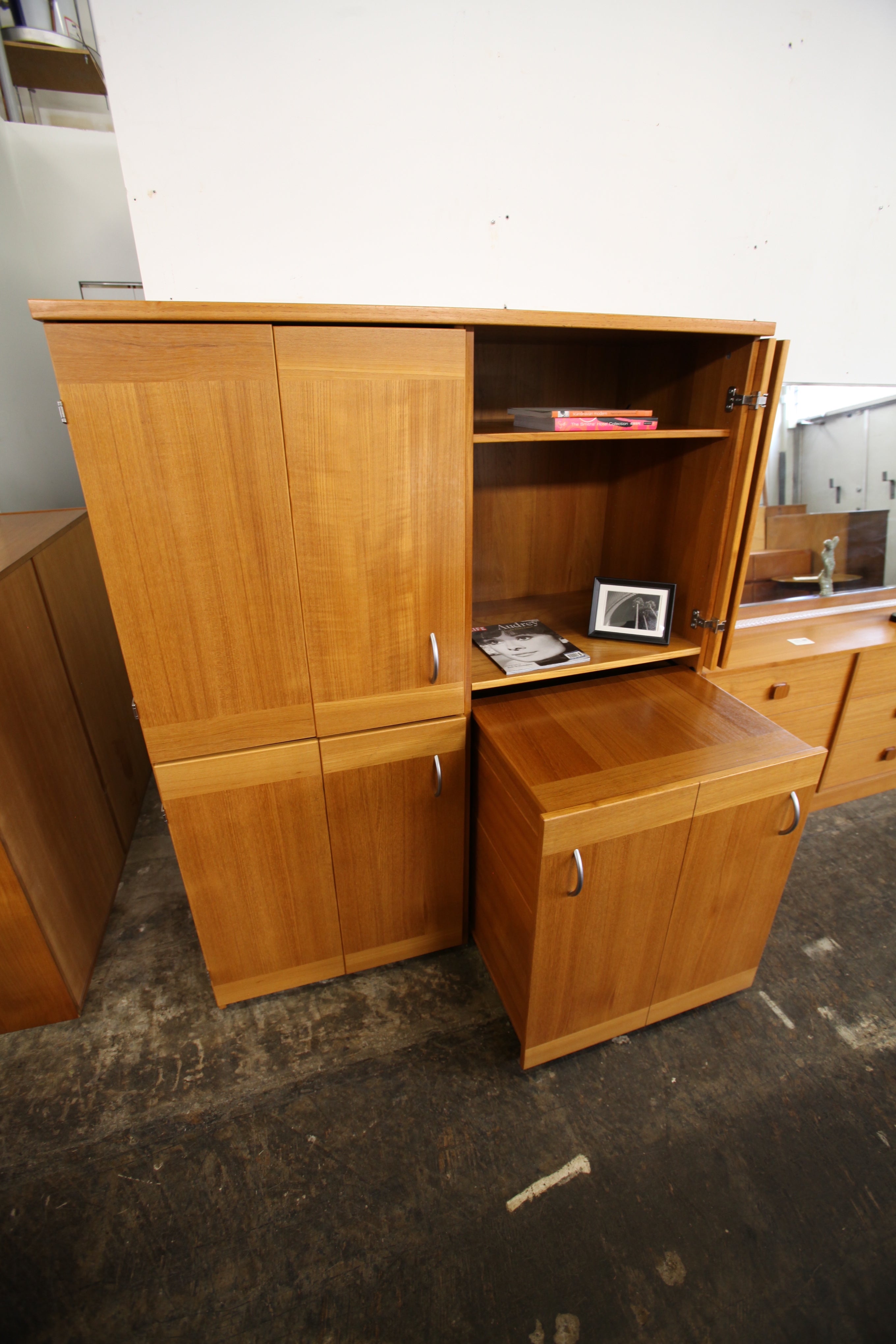 Vintage Danish Teak Office Desk & Cabinet Combination by Ansager Mobler