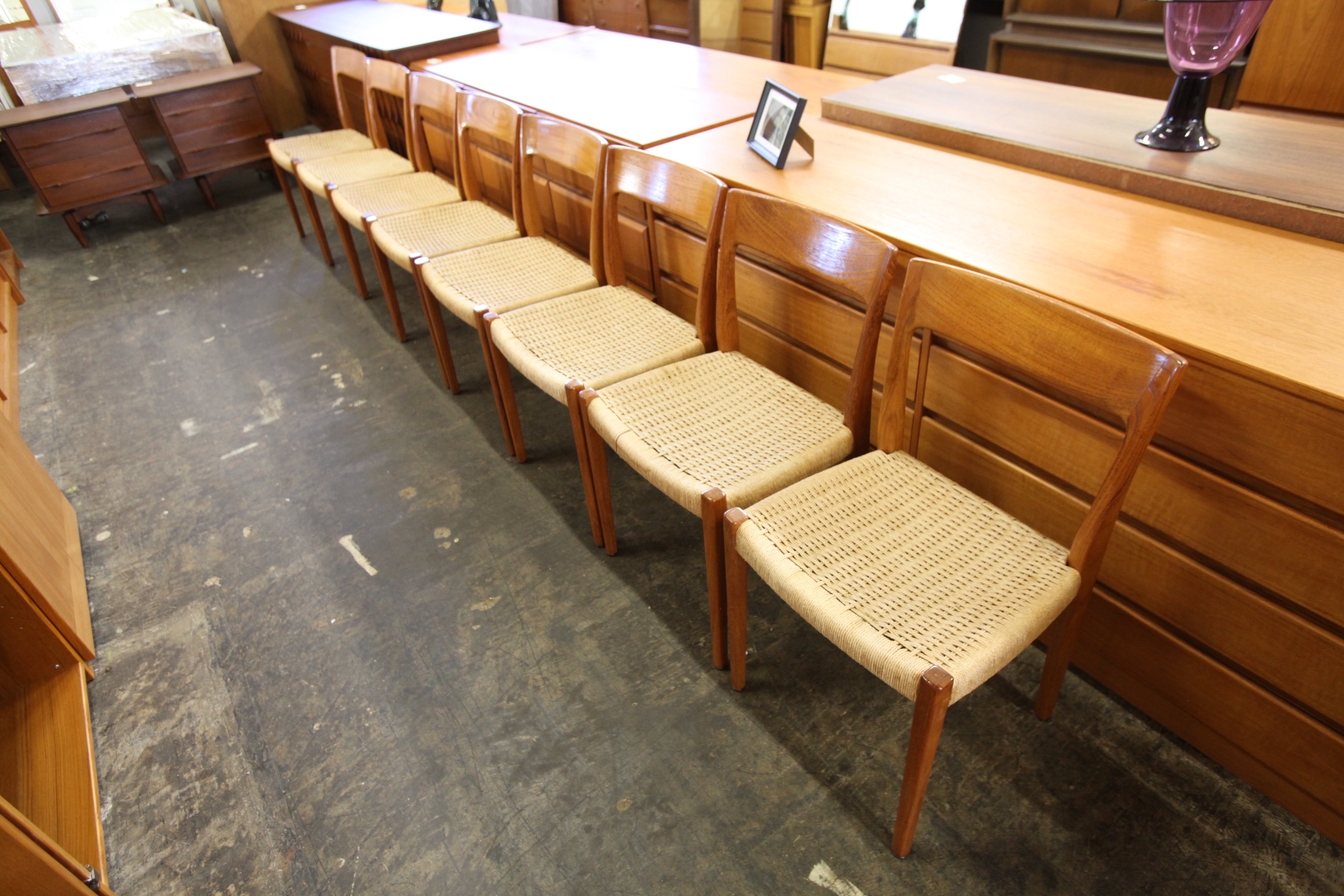 Set of 8 Vintage Swedish Svegards Markayrd Teak Dining Chairs