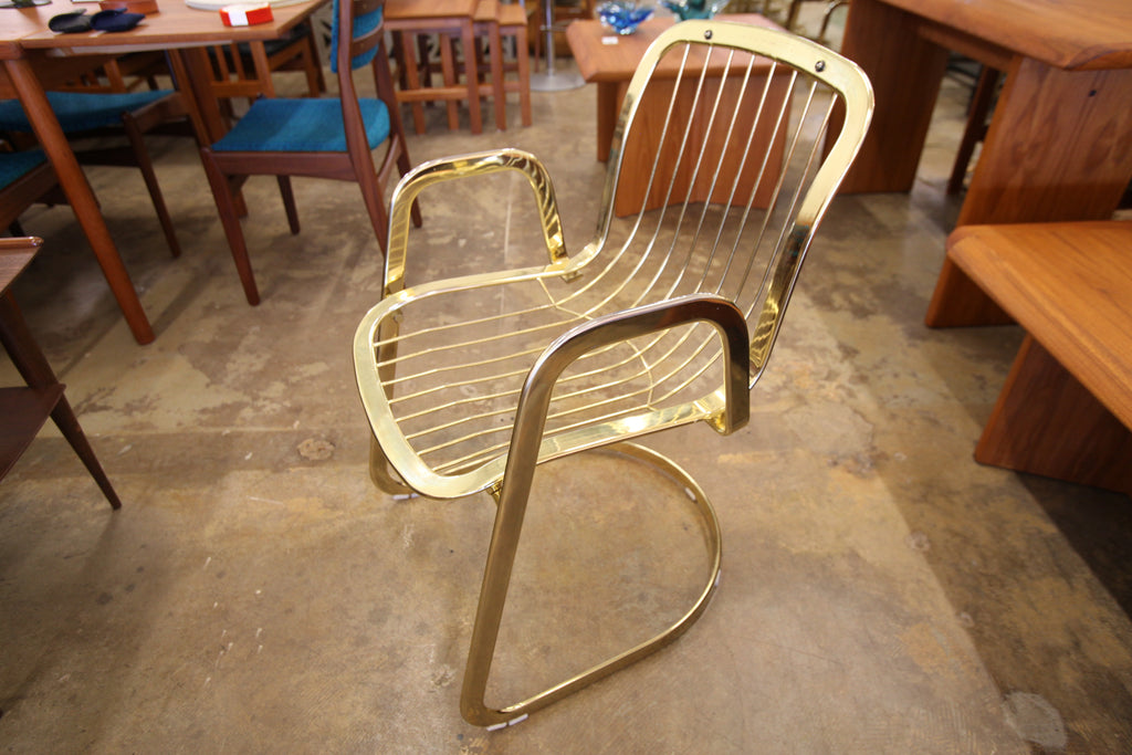 Set of 8 Vintage Brass Cantilever Chairs by Willy Rizzo for Cidue Italy (circa 1970)
