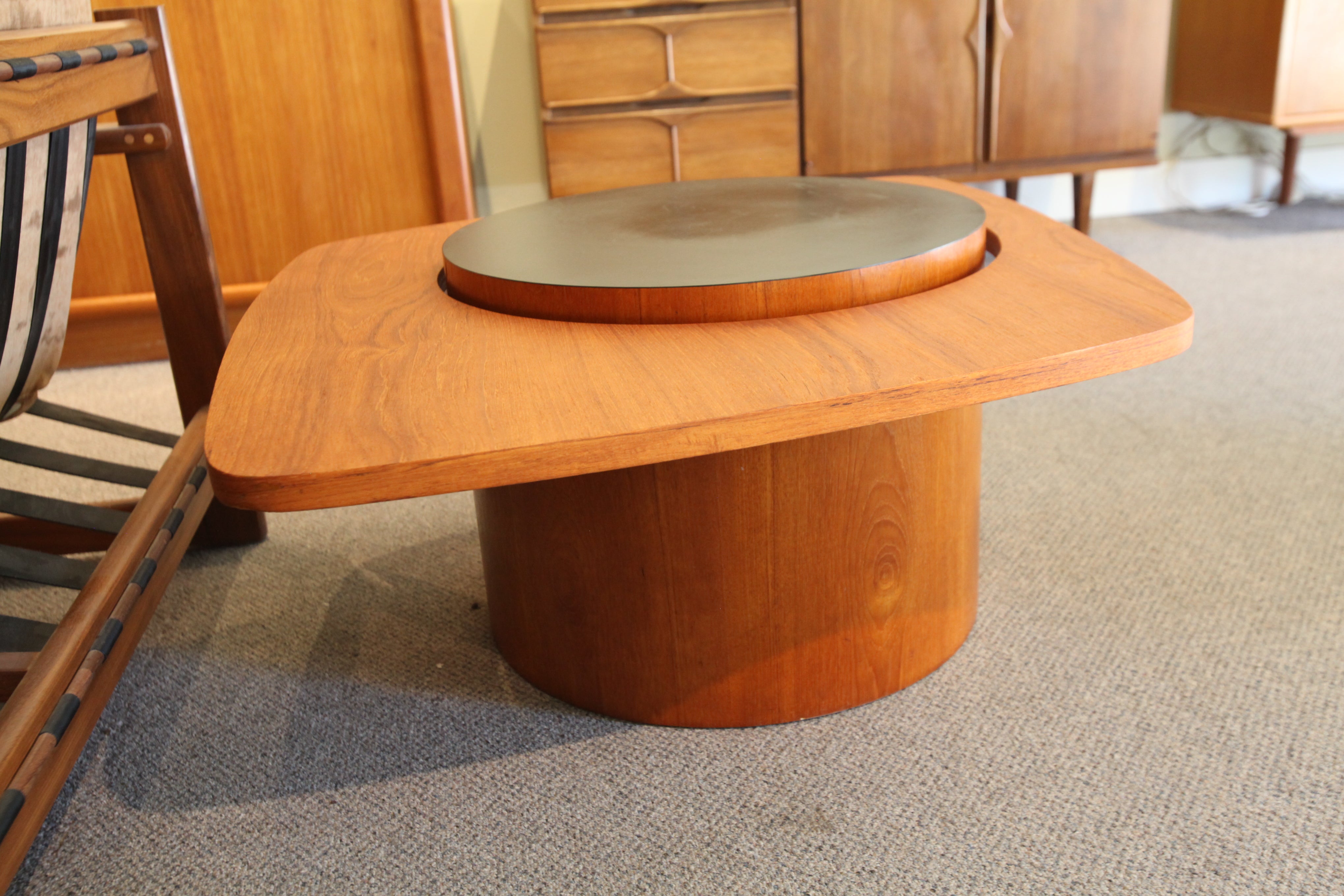 Larger Floating Teak Side Table by RS Associates (31" x 32" x 16"H)