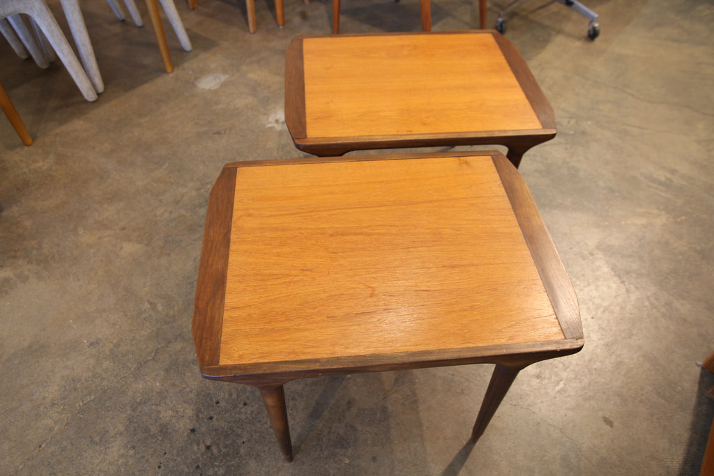 Set of 2 Vintage Teak Side Tables (21.5" X 28" X 17.75"H)
