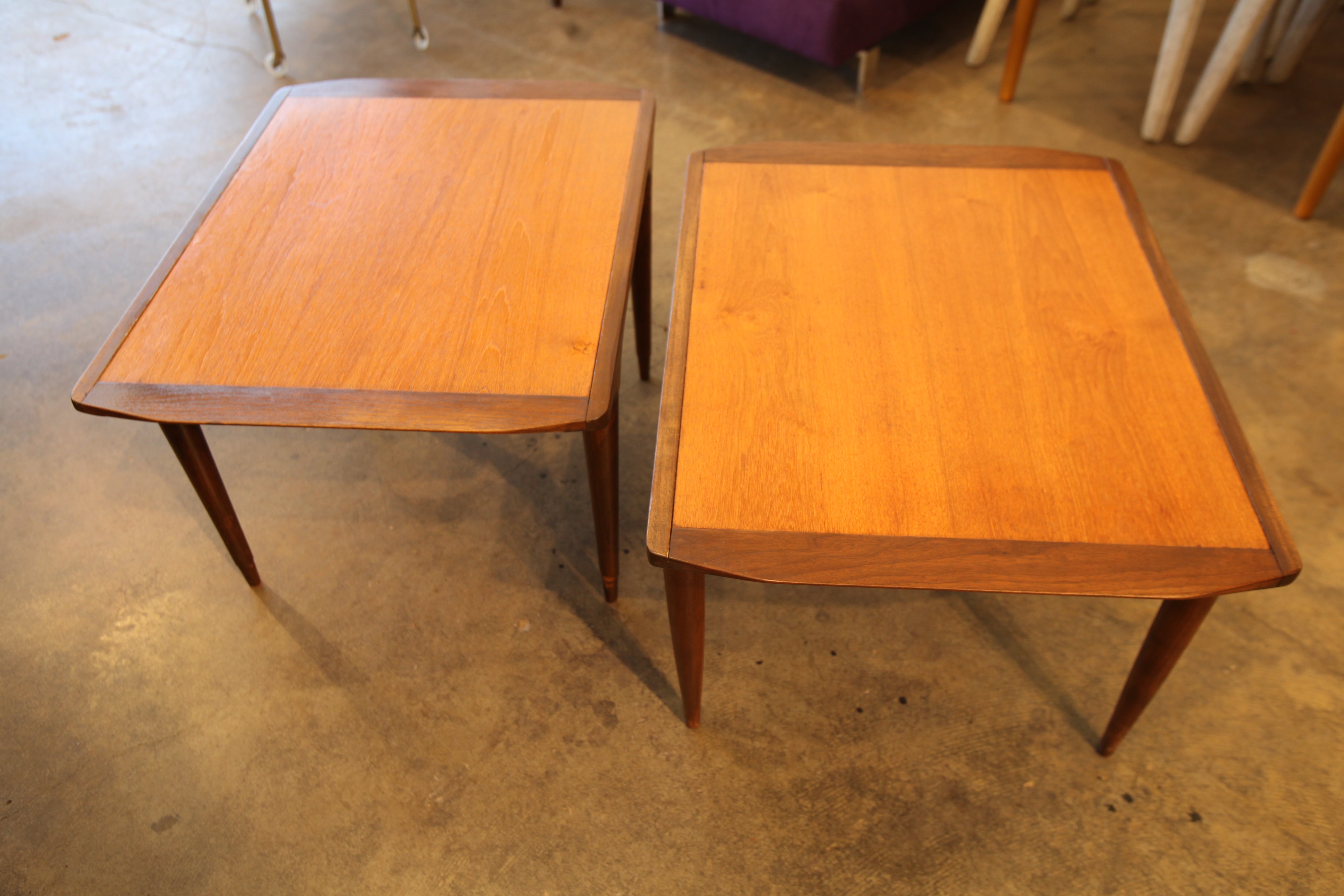 Set of 2 Vintage Teak Side Tables (21.5" X 28" X 17.75"H)