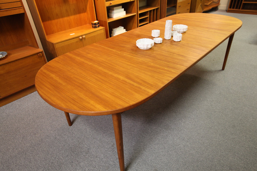 Mid Century Danish Teak Dining Table by Nils Jonsson for Troeds (104" x 39.5") (61"x39.5")