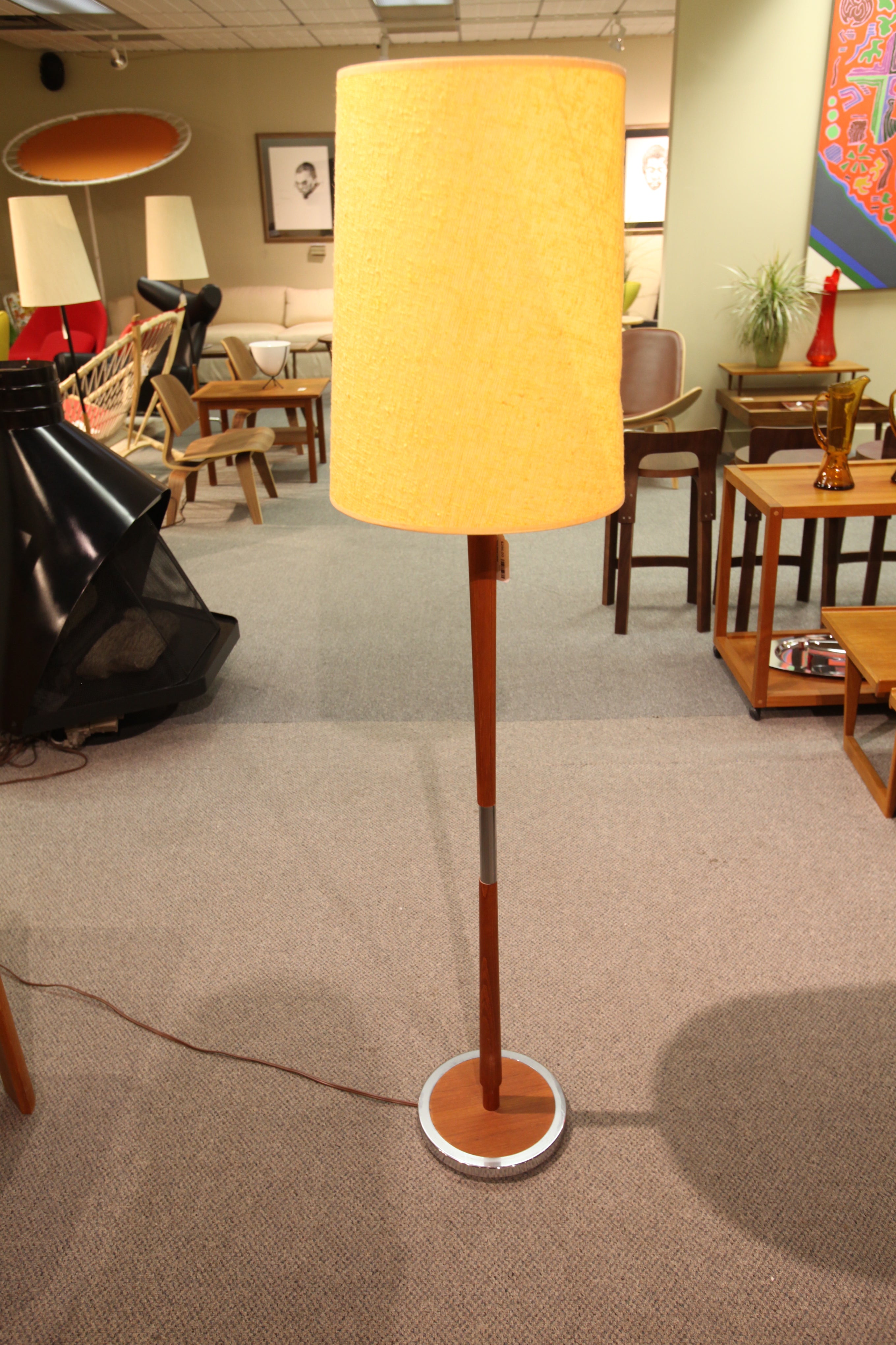 Vintage Teak Floor Lamp (61"H)