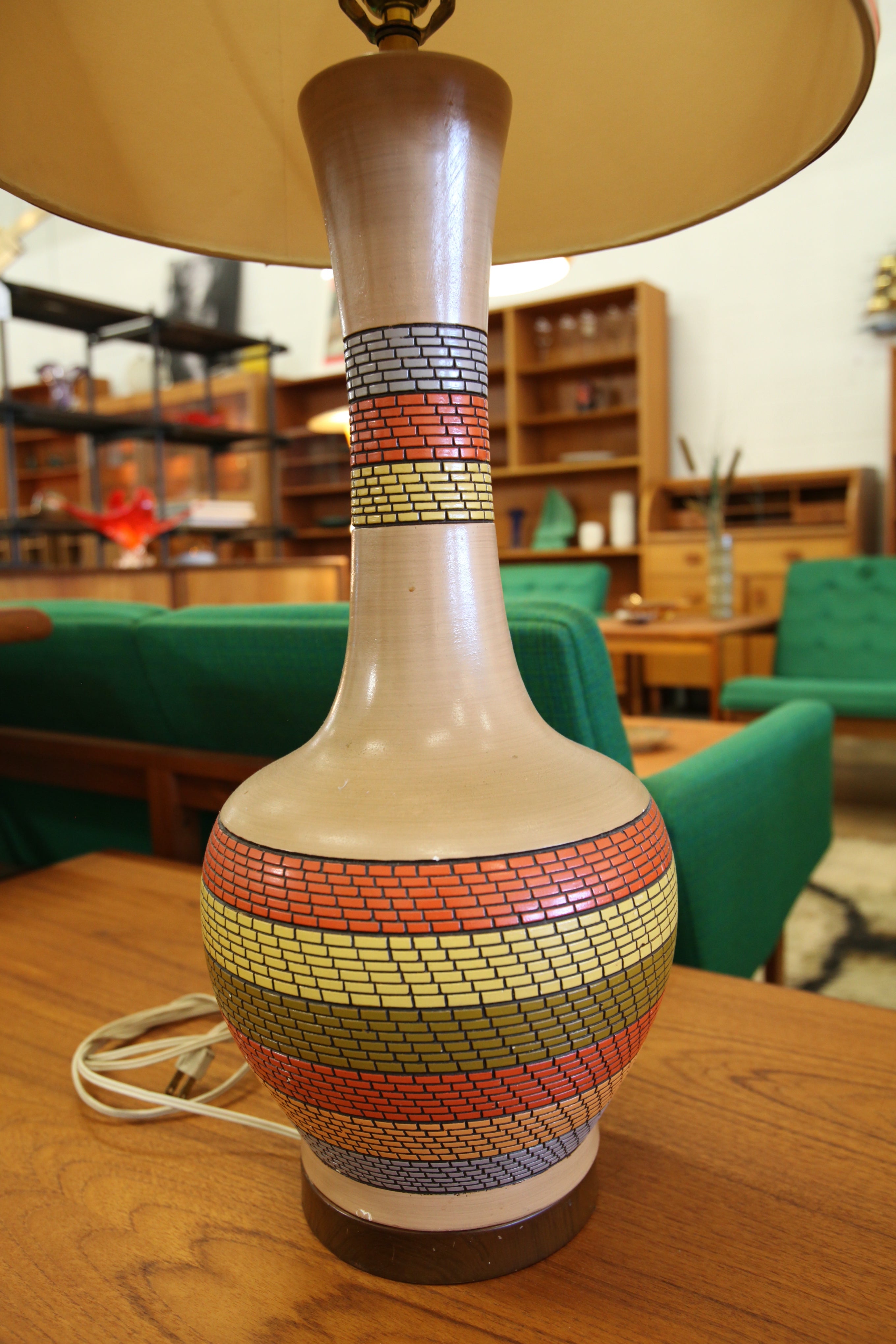 Vintage Large Unique MCM Lamp (39.5"H x 17.25" Dia.)
