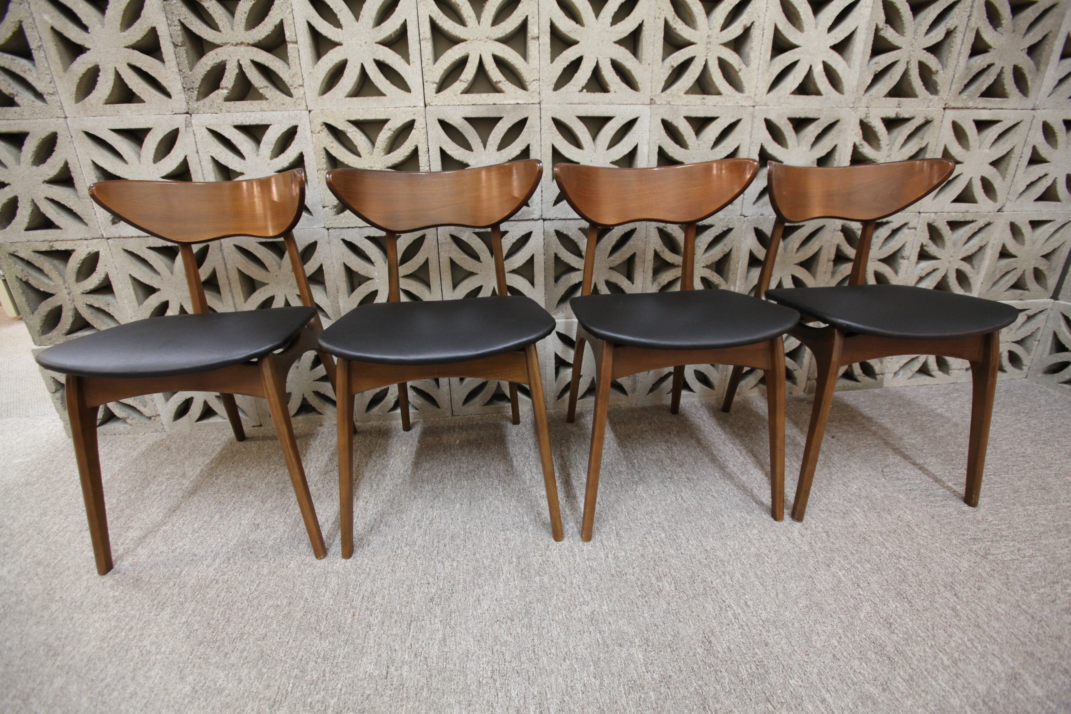 Set of 4 Vintage Floating Style Walnut Dining Chairs
