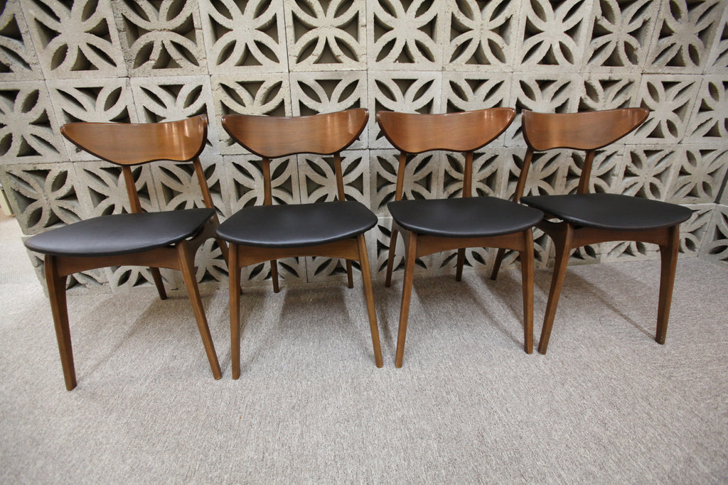 Set of 4 Vintage Floating Style Walnut Dining Chairs