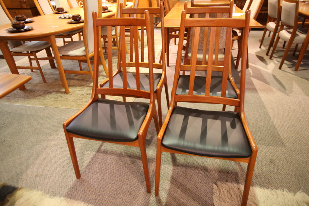 Set of 4 Teak High Back Teak Dining Chairs