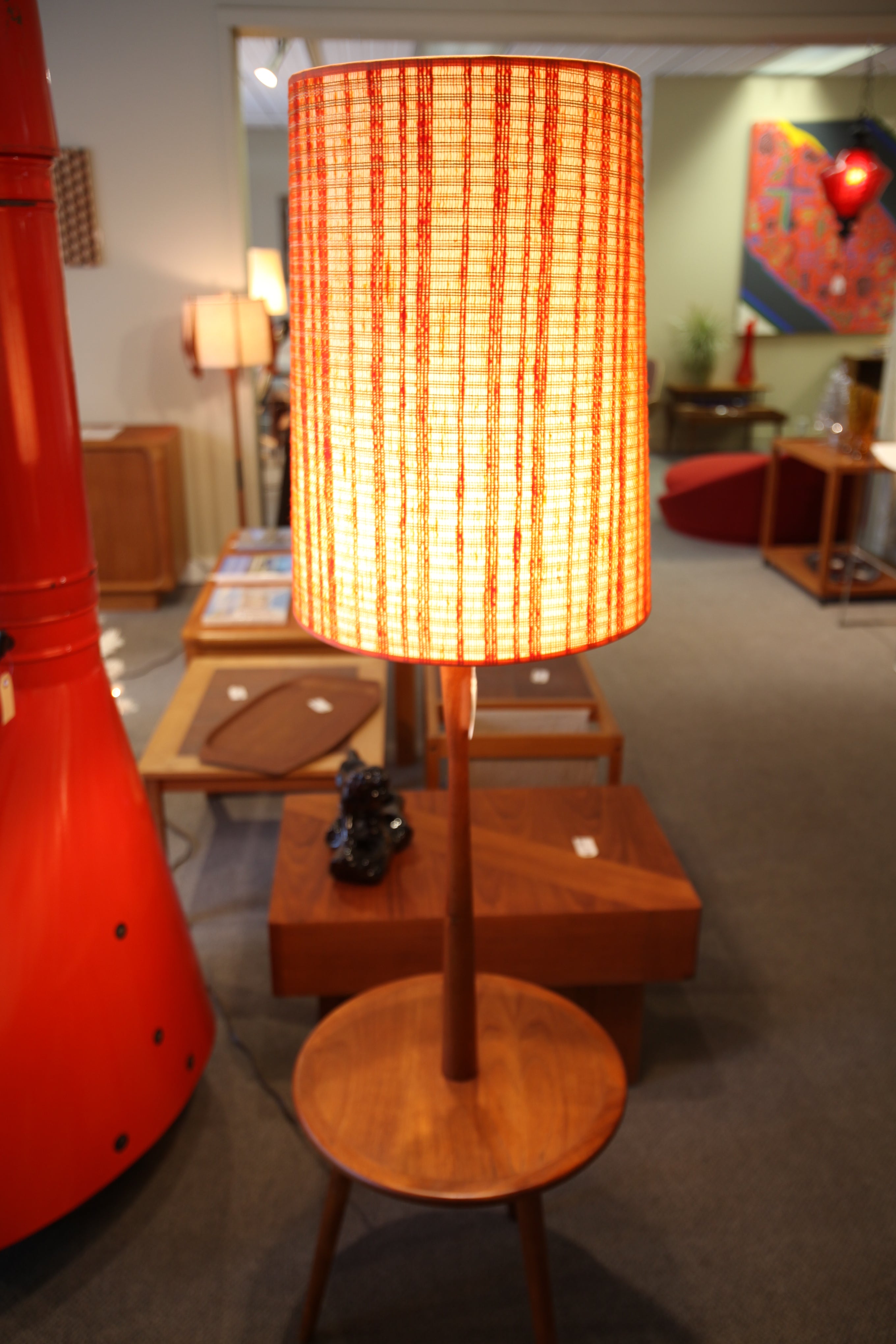 Beautiful Vintage Teak Floor Lamp (66.5"H x 18"W)