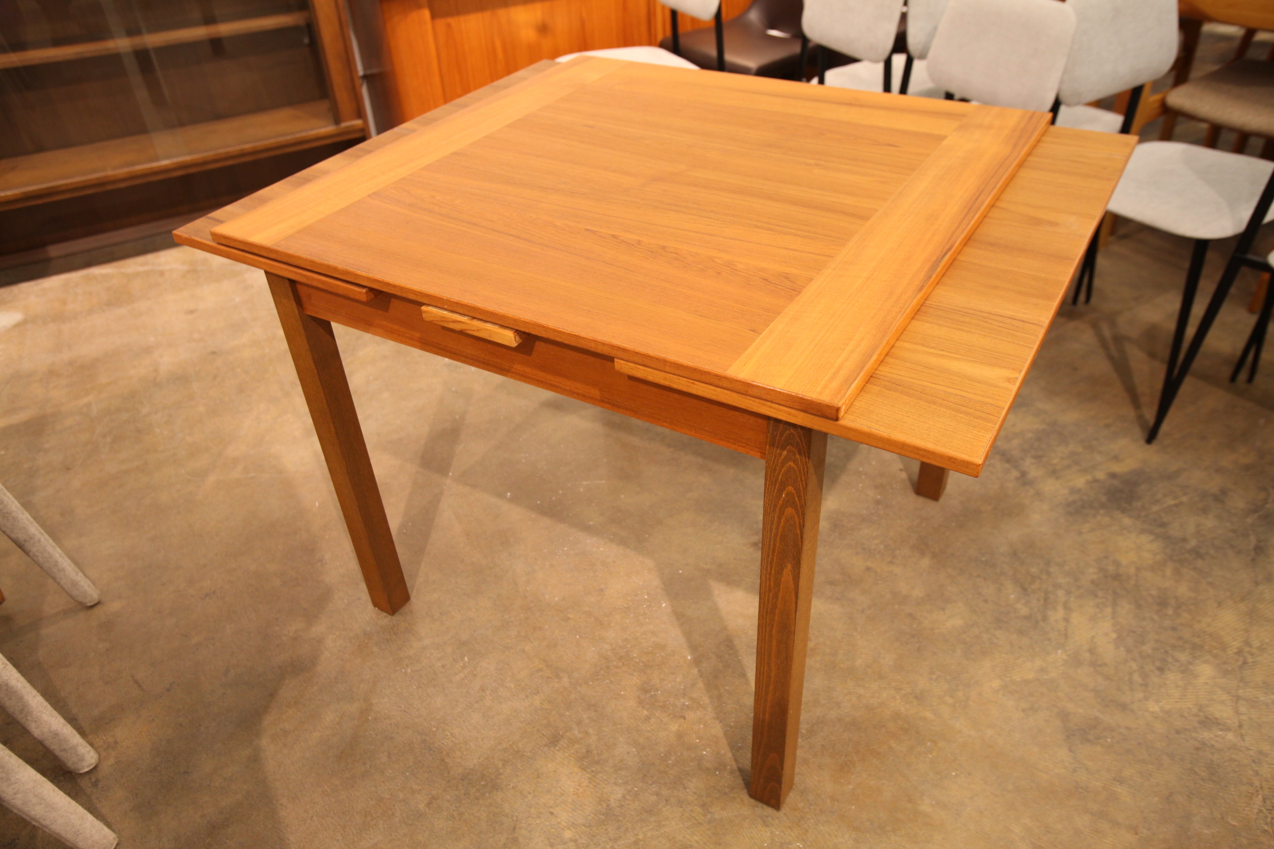 Vintage Small Square Teak Dining Table w/ Extensions (35.5" x 35.5")(65.5" x 35.5")