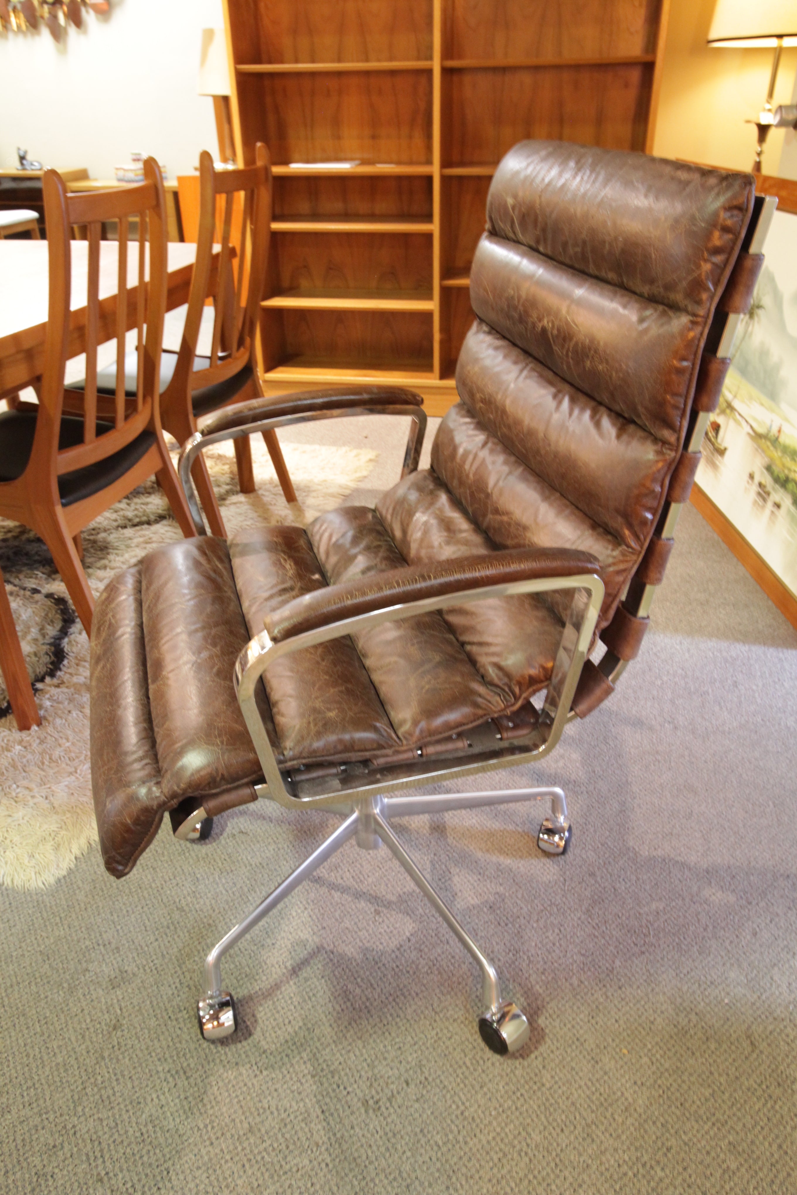 Oviedo Leather Desk Chair (Restoration Hardware) (41"H x 23.5"W x 26"D)