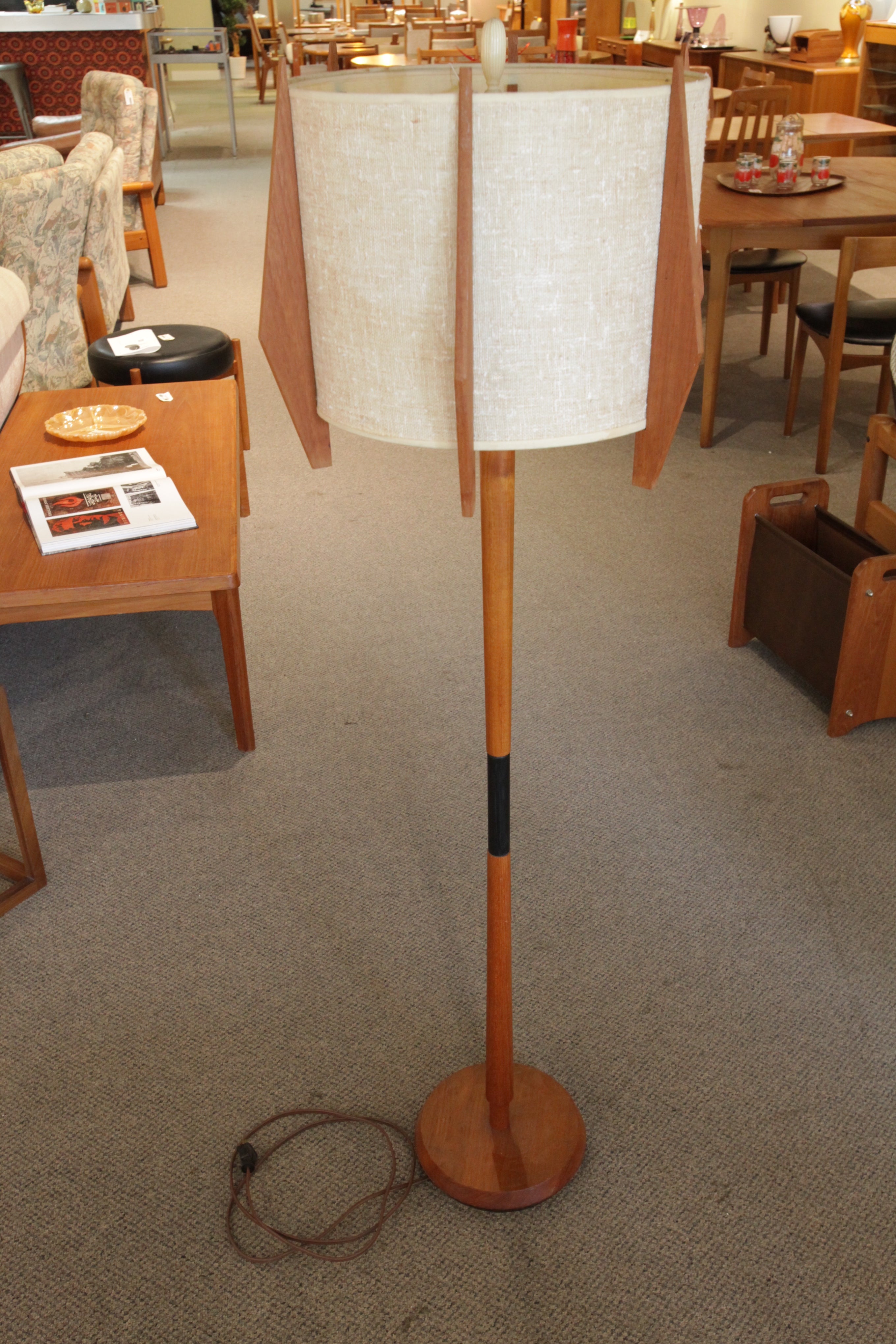 Vintage Teak Floor Lamp (54"H)