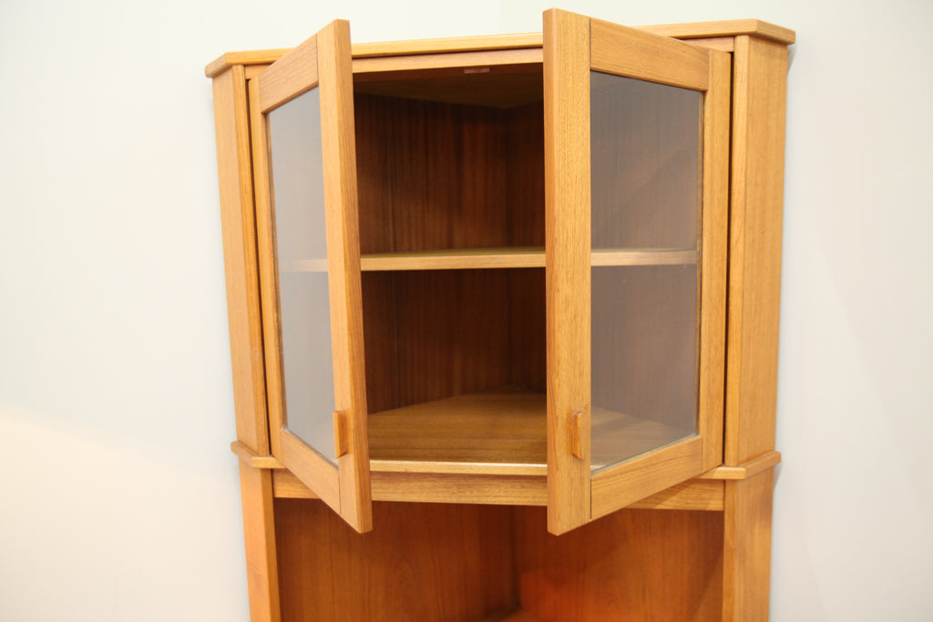 Vintage Teak Corner Cabinet (34"W x 19.5"D x 69.25"H)