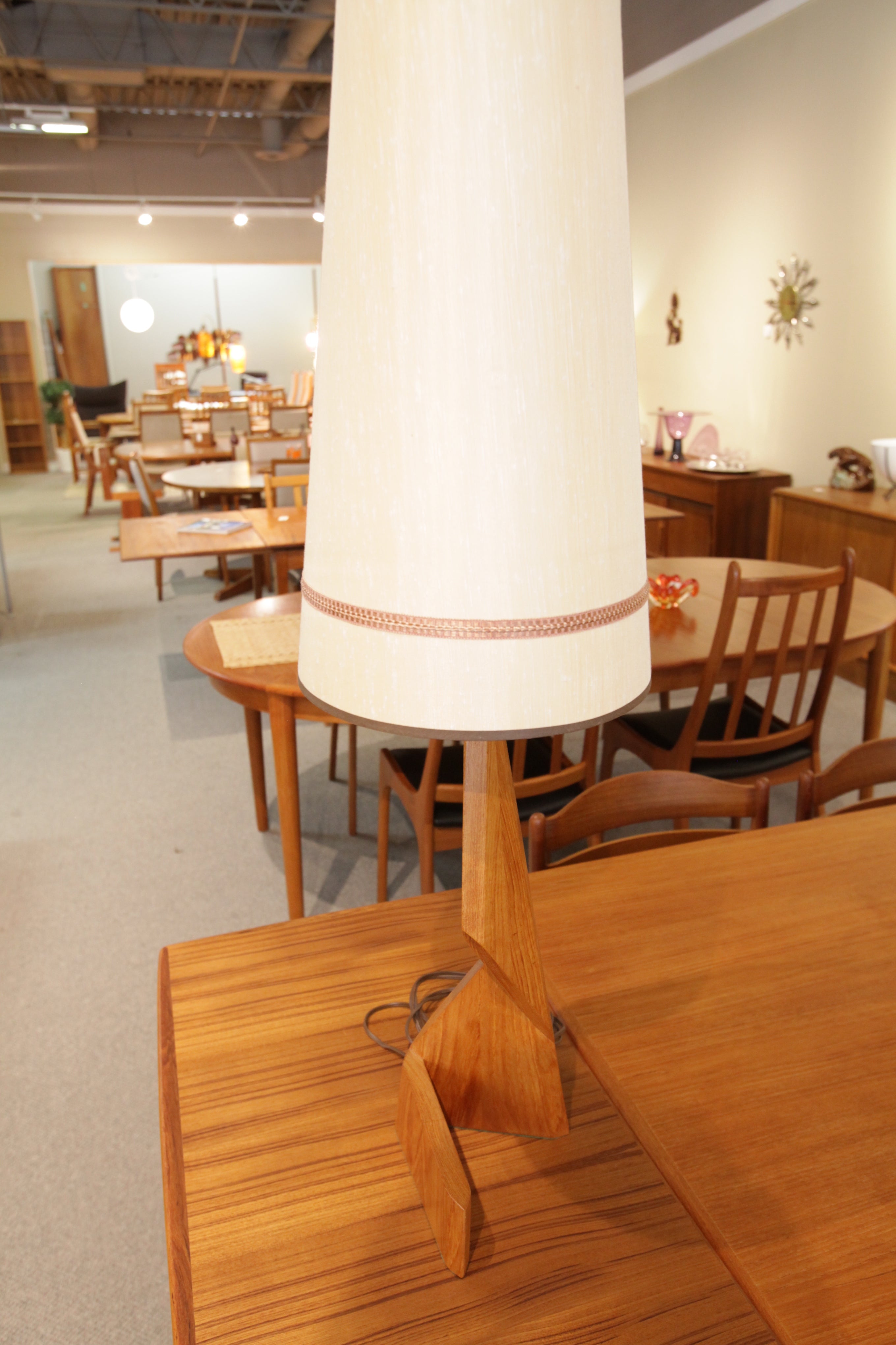 Vintage Teak Zig-Zag Lamp (39" High)