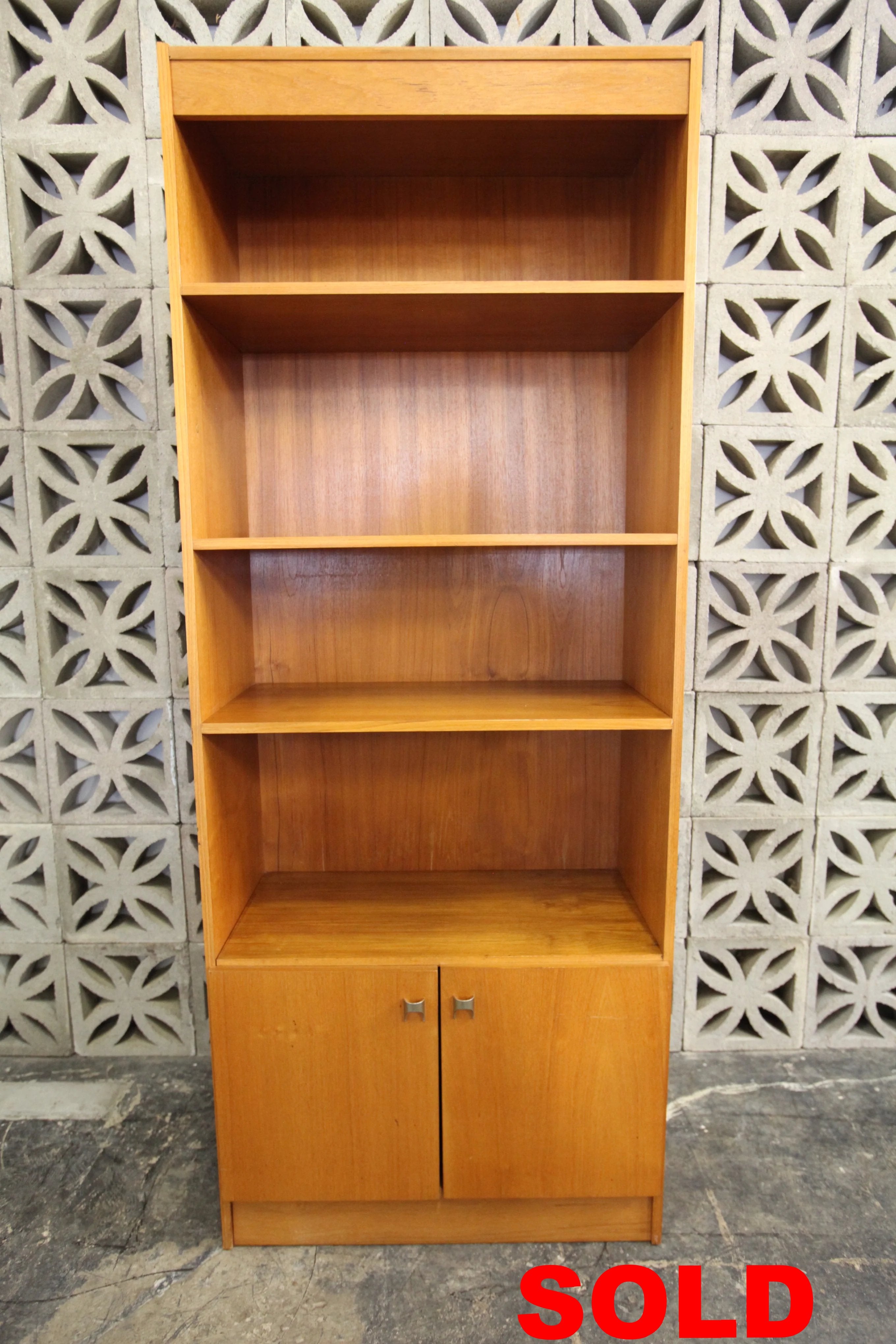 Vintage Teak Bookshelf / Wall Unit (30.5"W x 15.75"D x 76"H)