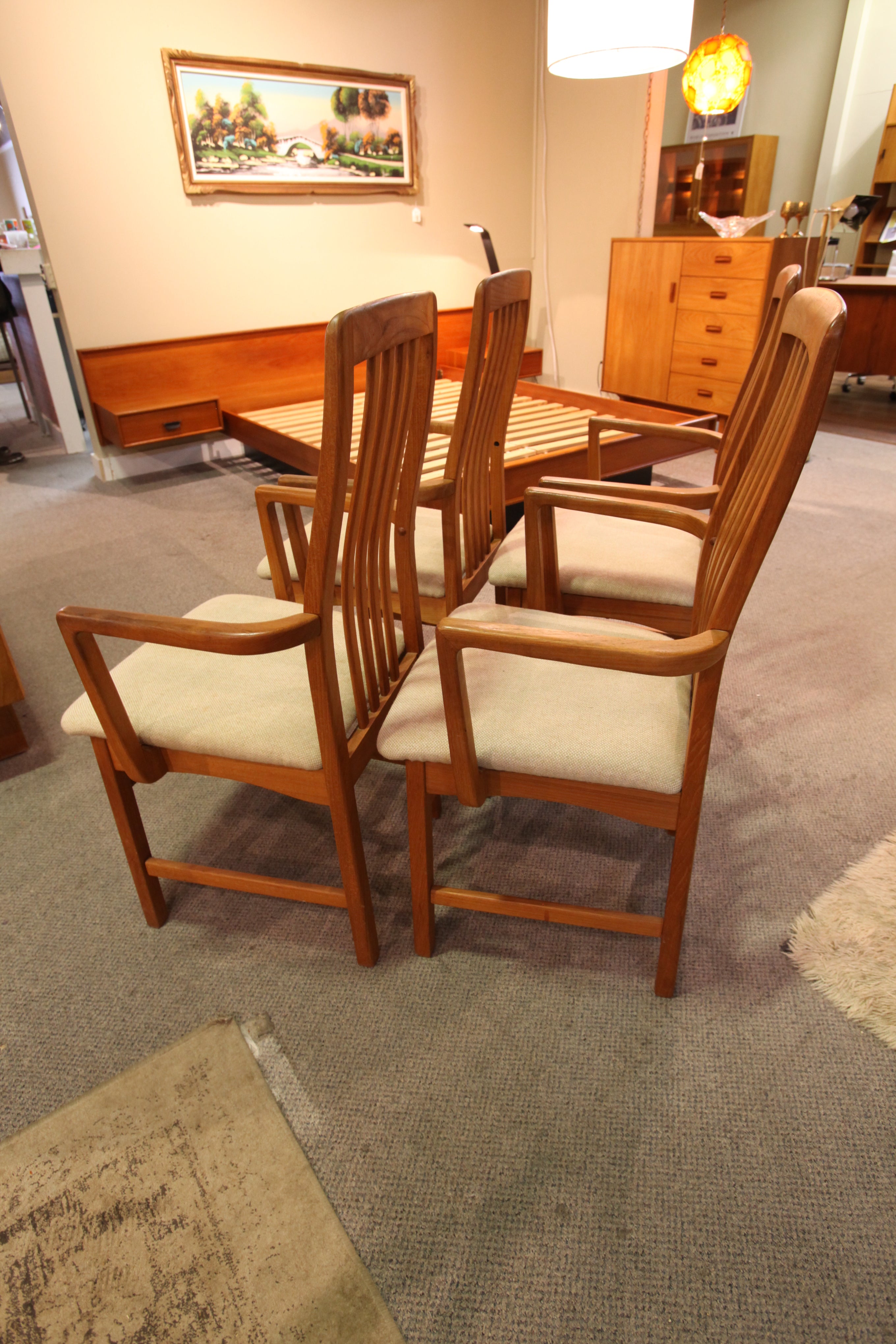 Set of 4 Vintage Teak Benny Linden Arm Chairs (21.75"W x 18"D x 39.75"H)