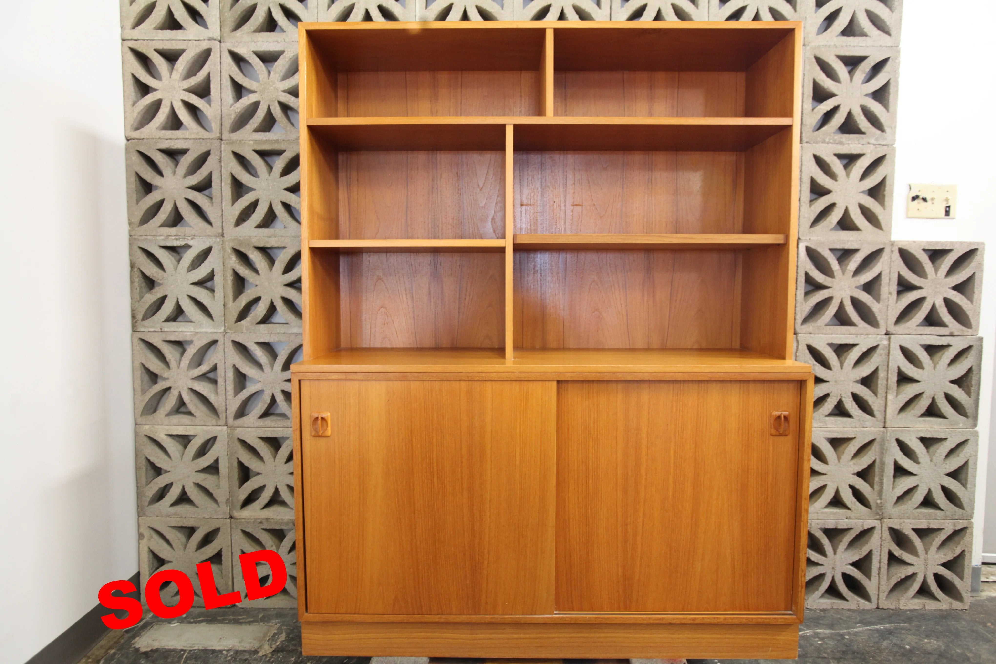 Vintage Danish 2 PC Teak Cabinet w/ Bookshelf (47.5"W x 16"D x 60.25"H)