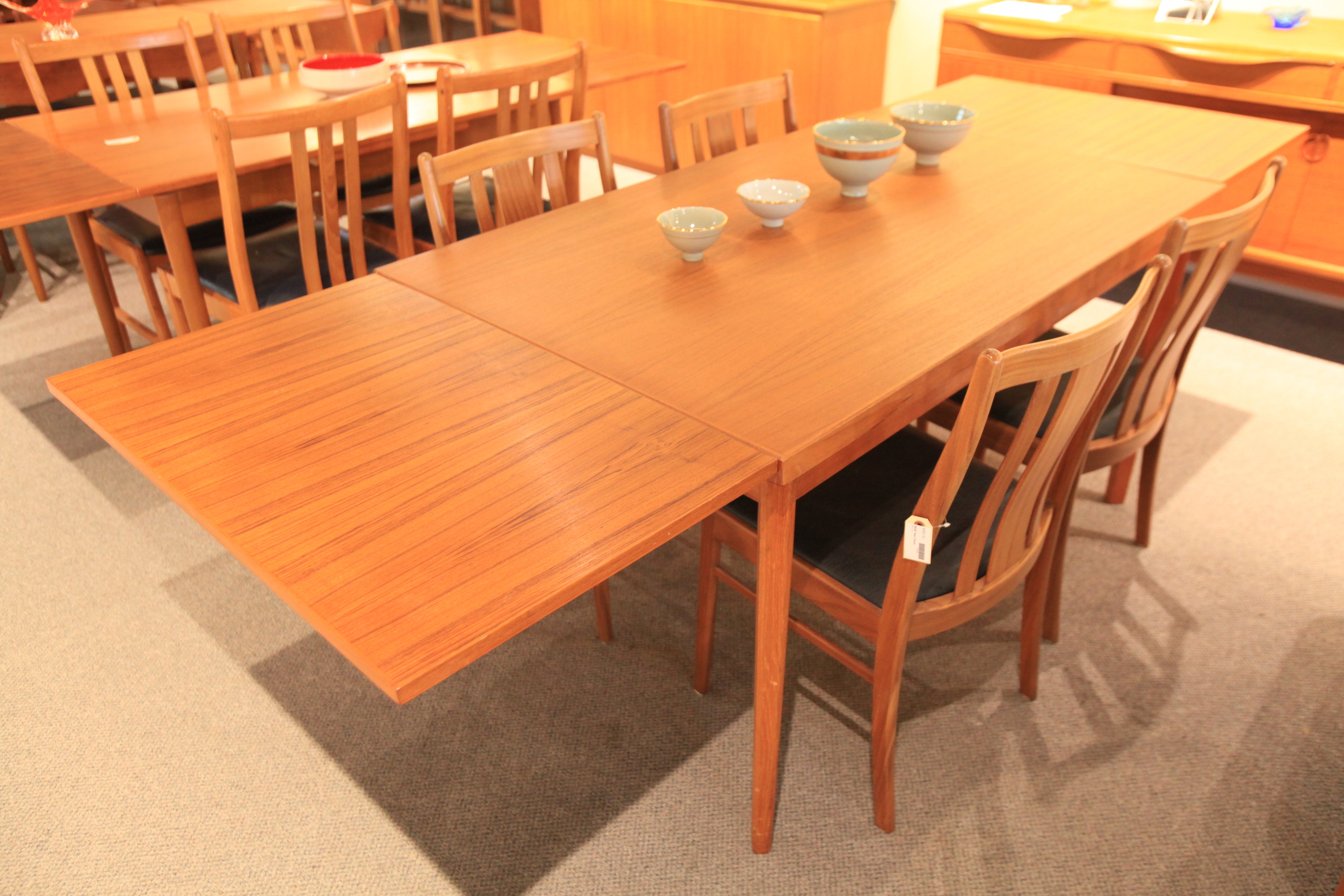 Vintage Danish Teak Dining Table w/ Pullout Extensions (53.5 x 33.5) (93.25 x 33.5)