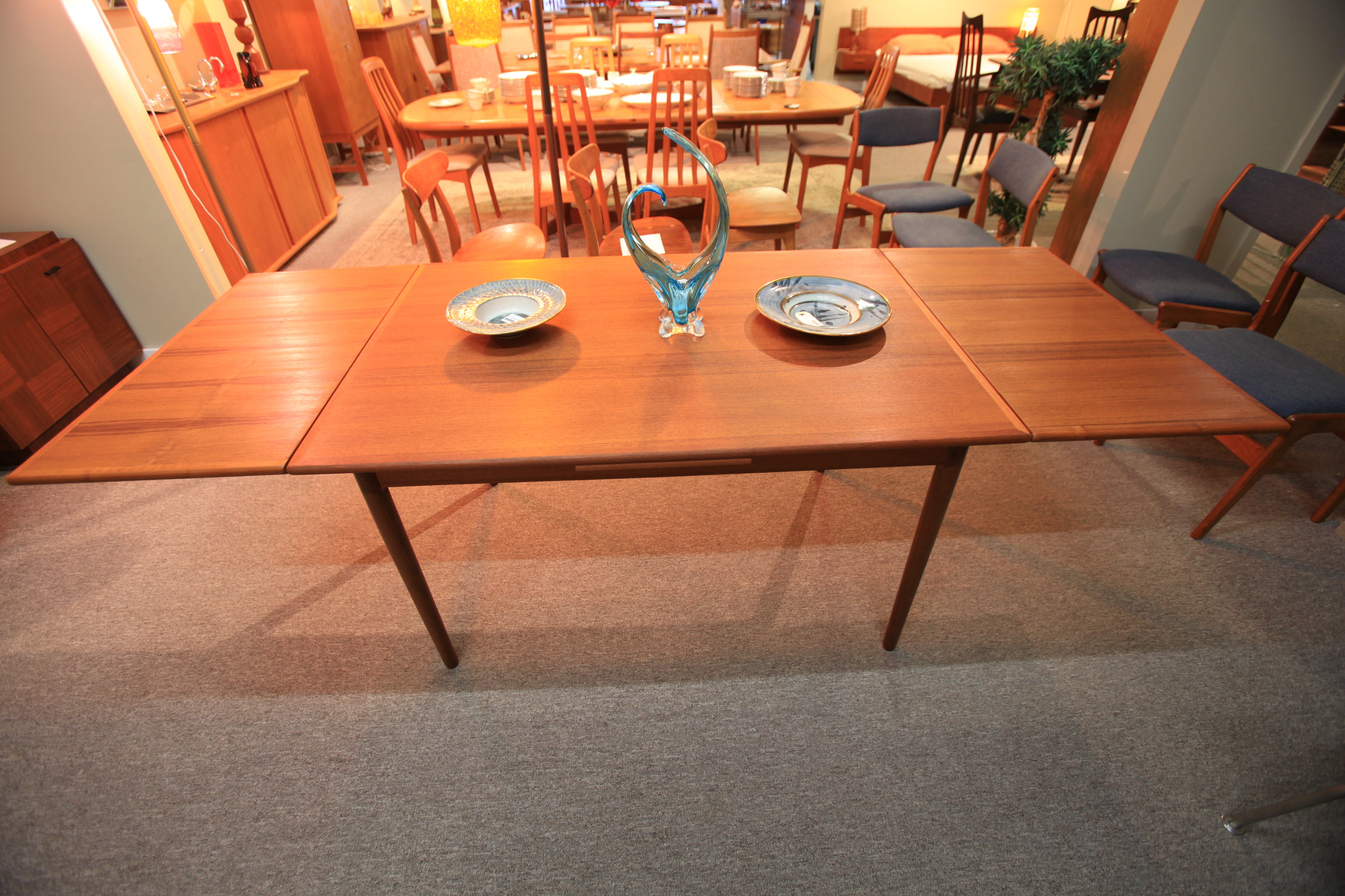 Vintage Danish Teak Dining Table w/ Pullout Extensions (85" x 32.5") or (48" x 32.5")