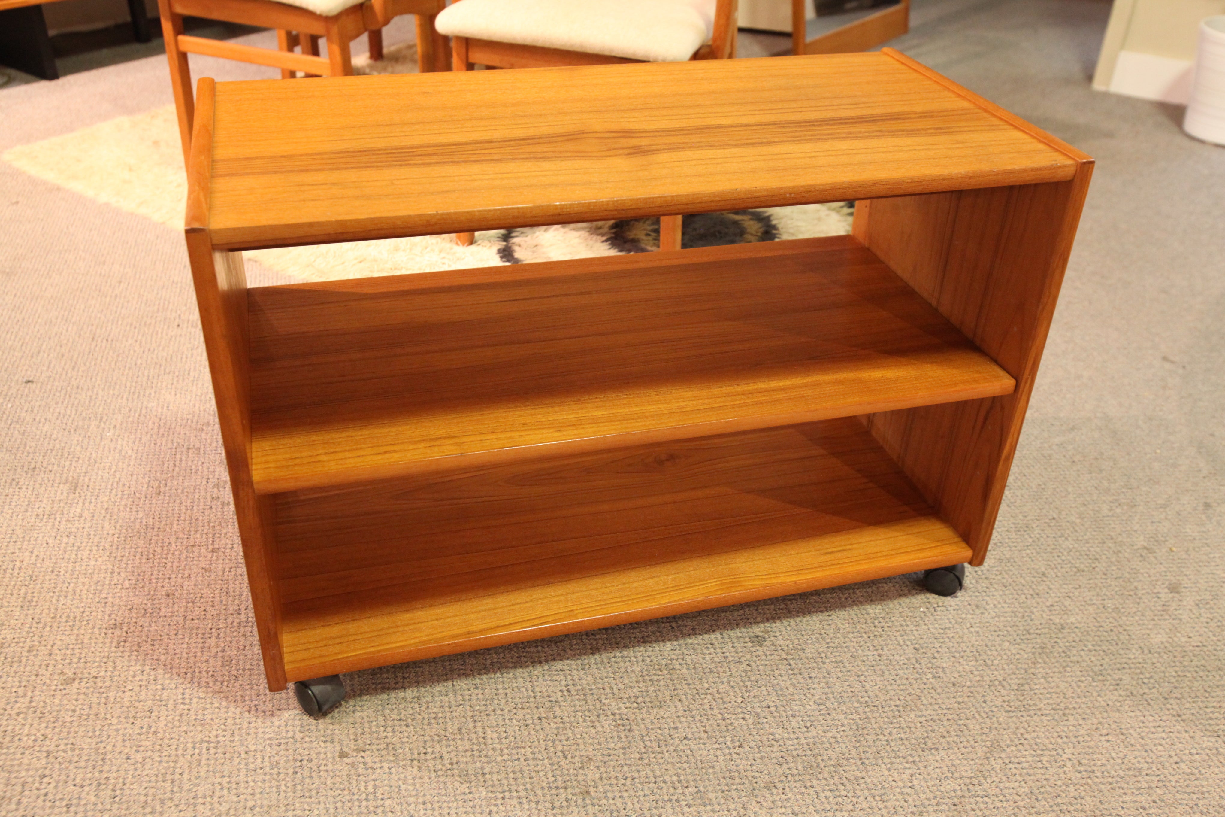 Vintage Teak Stereo / TV Stand on Casters (33" x 16" x 22"H)