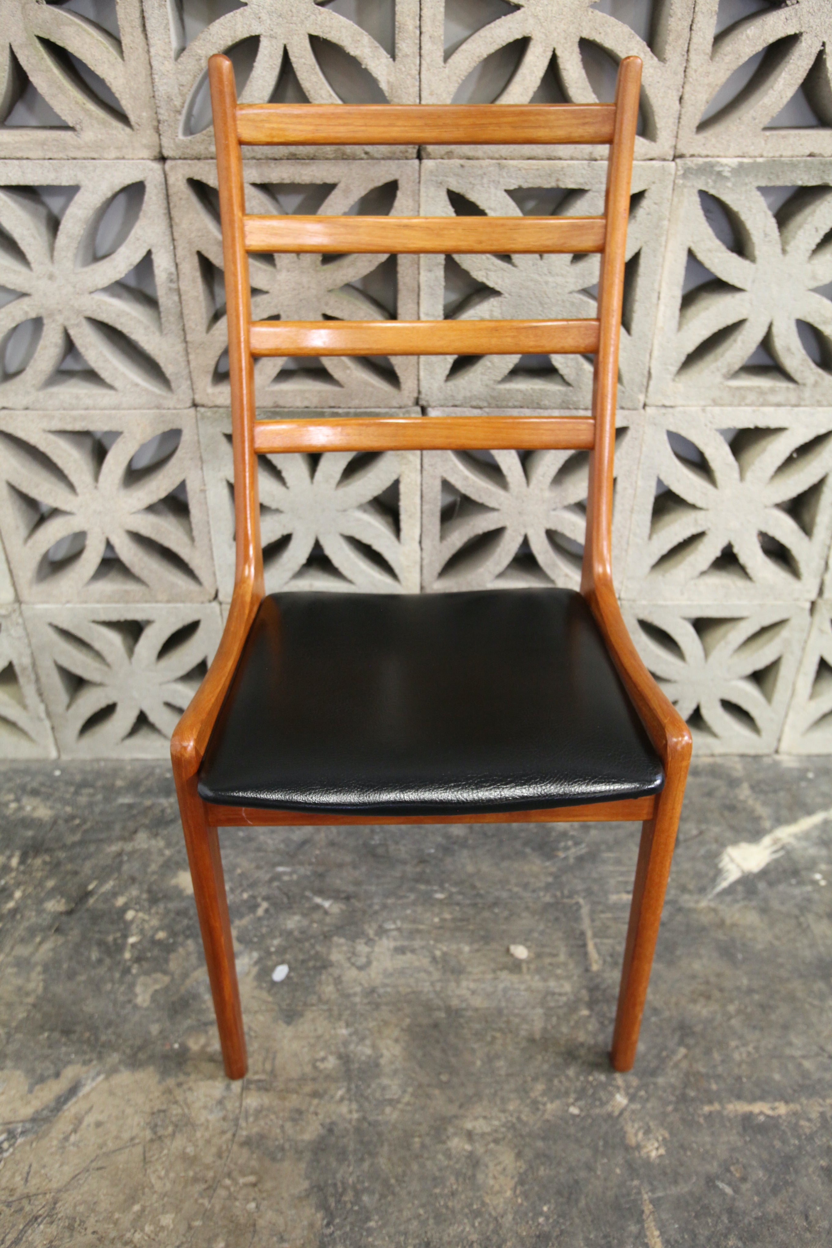 Set of 4 Vintage Original Teak Ladder Back Dining Chairs by R.Huber